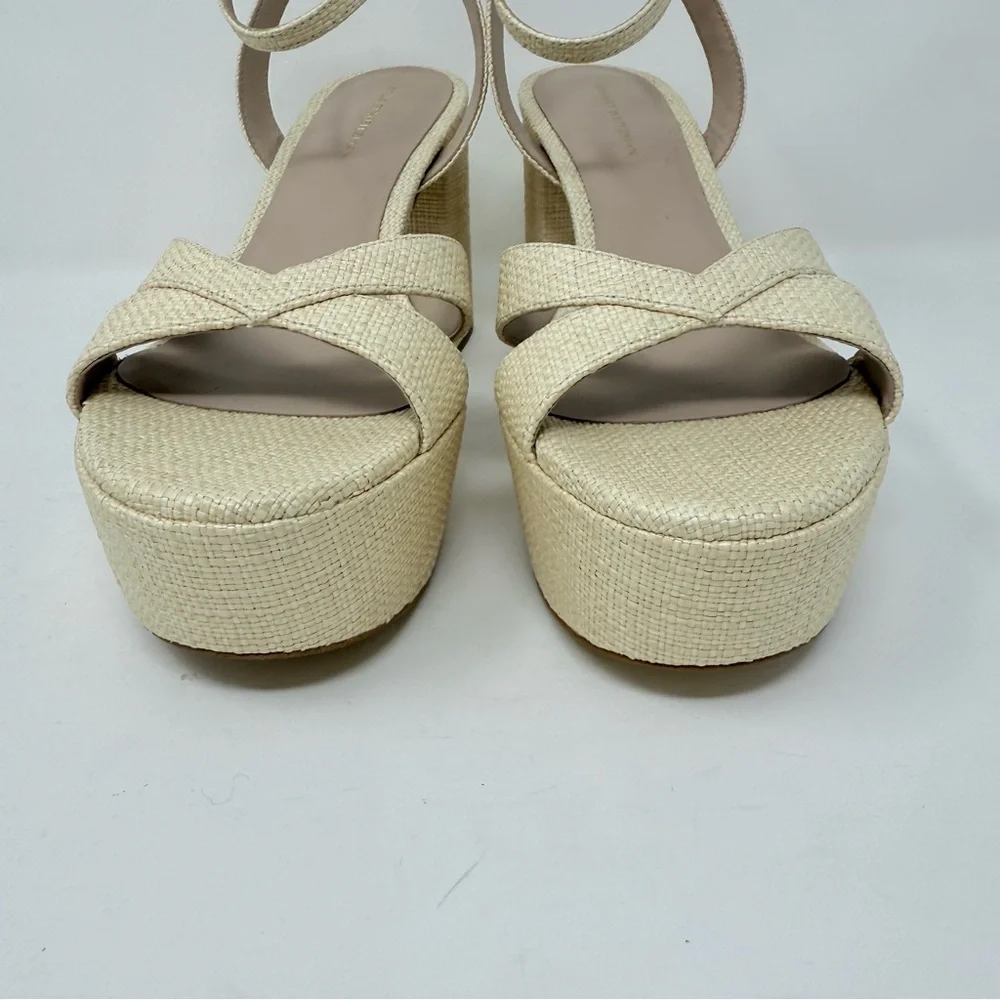 New Stuart Weitzman Miami Mid Platform Sandals Natural Sz 9.5